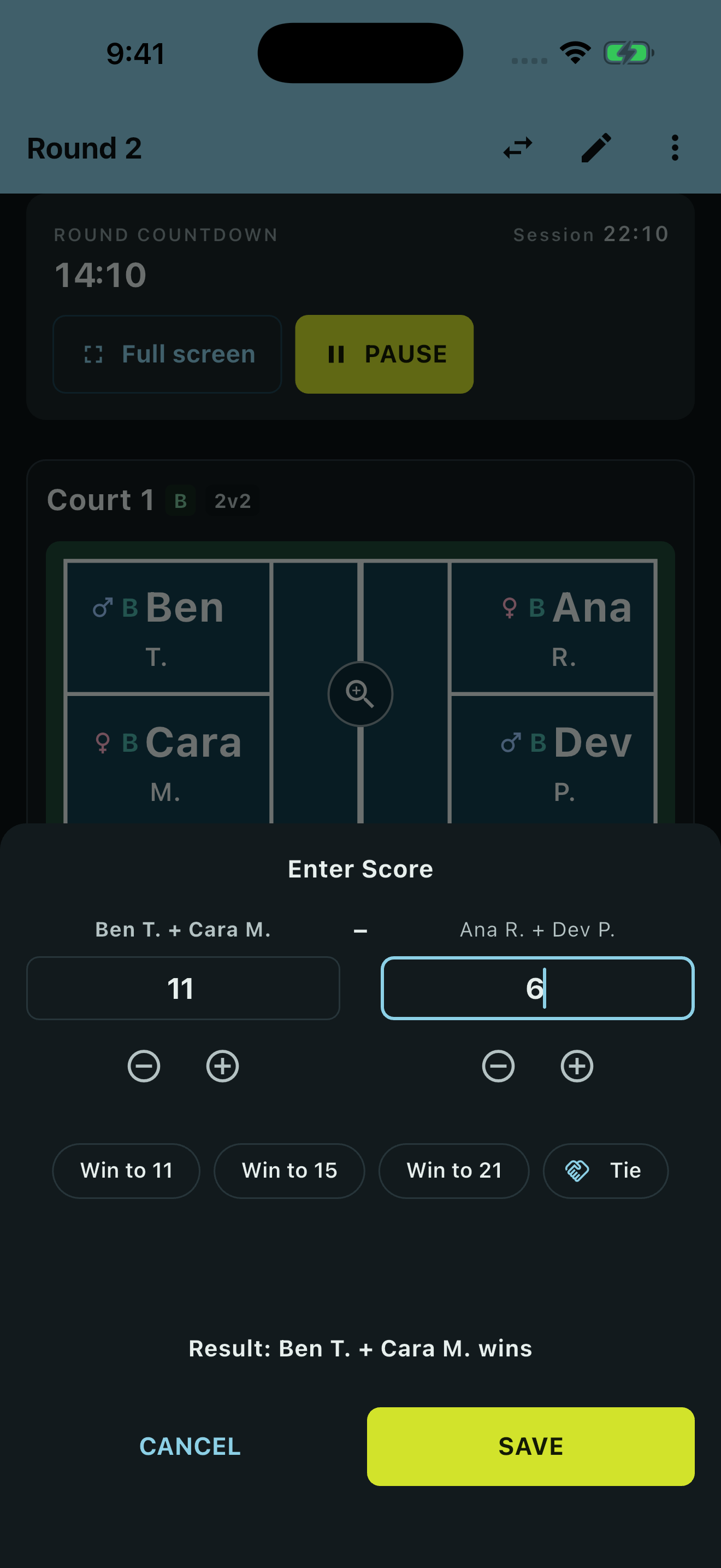 Pickleball Mixer - Scores, only if you want them